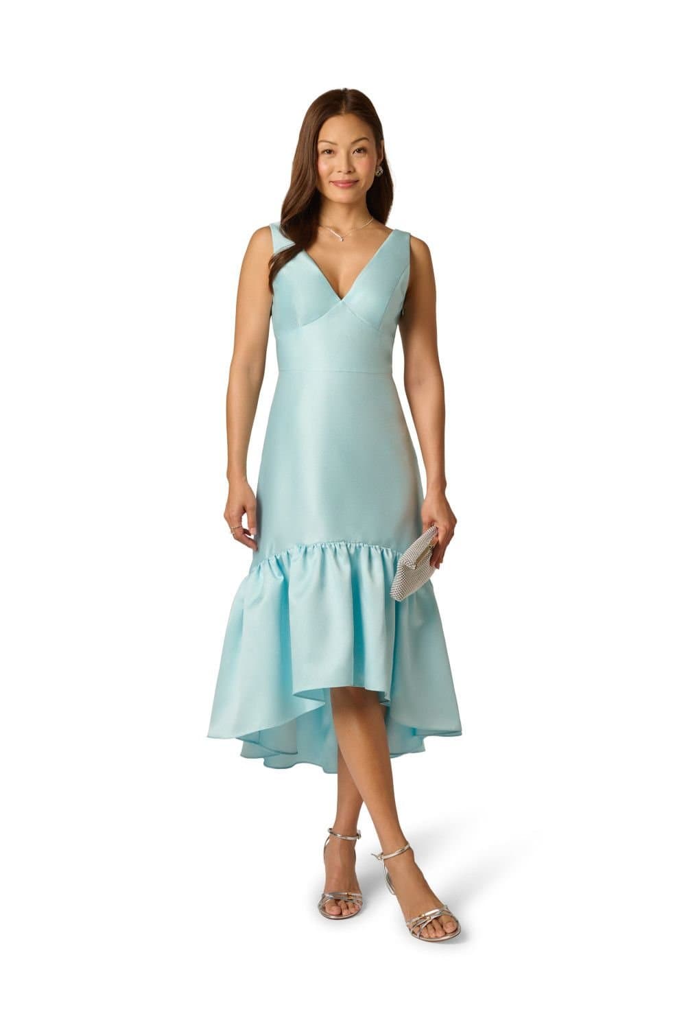 Adrianna Papell Adrianna Papell Women's Tie Mikado Midi Dress in Blue