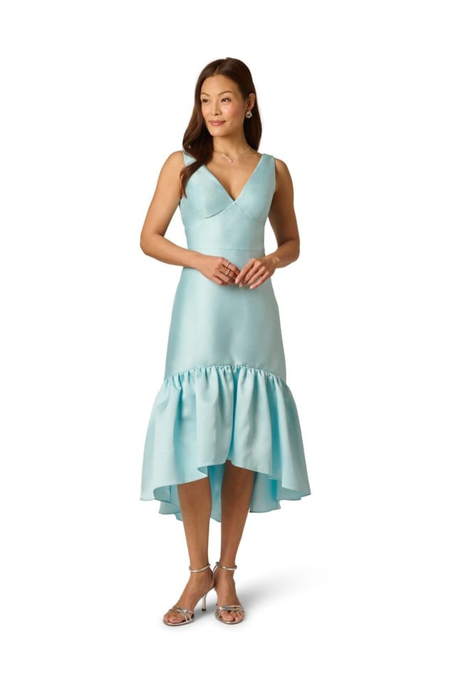 Adrianna Papell Adrianna Papell Women's Tie Mikado Midi Dress in Blue - 2