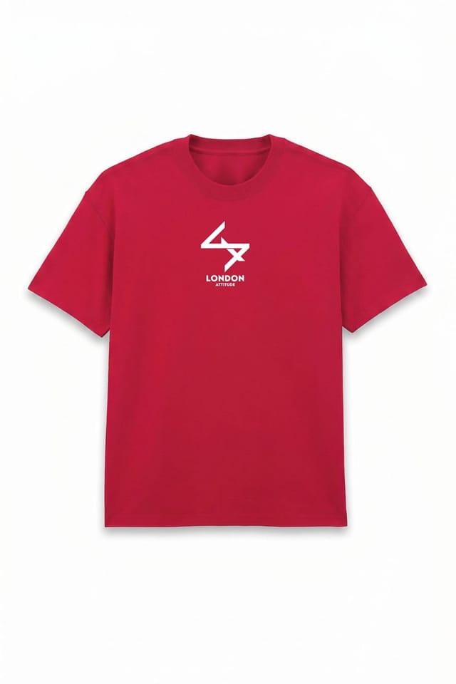 LONDON ATTITUDE LONDON ATTITUDE Men's Japanese inspired Oversized Heavyweight Cotton T-Shirt in Red - 3