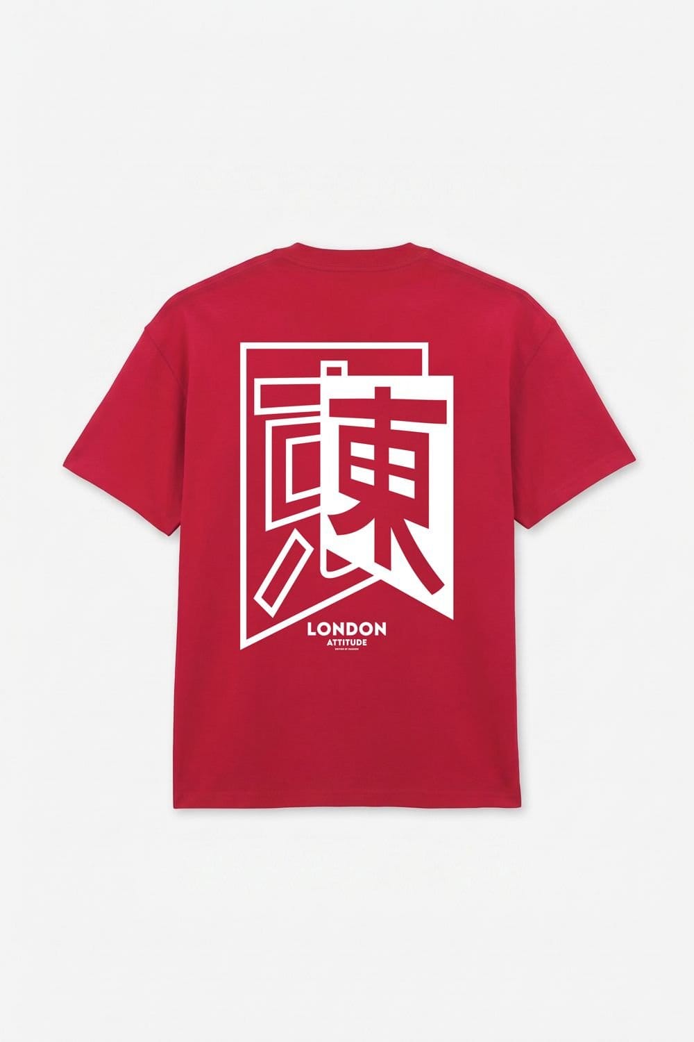 LONDON ATTITUDE LONDON ATTITUDE Men's Japanese inspired Oversized Heavyweight Cotton T-Shirt in Red - 4