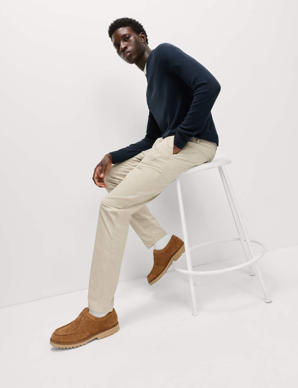 Marks & Spencer M&S Slim Fit Cotton Rich Stretch Chinos Medium Beige