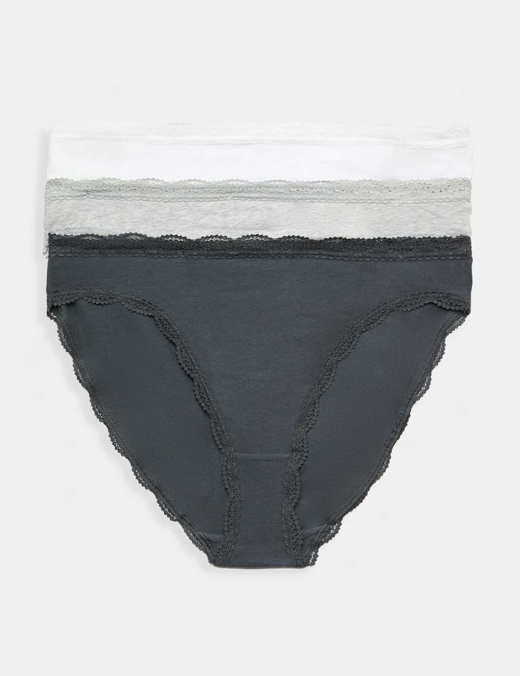 Marks & Spencer M&S 3pk Cotton Rich High Leg Knickers Dark Pewter