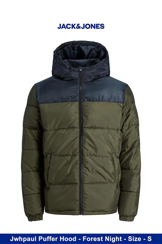jack & jones Jack & Jones Men's Regular Fit Long Sleeves Puffer Hood Forest Night in Green - 2