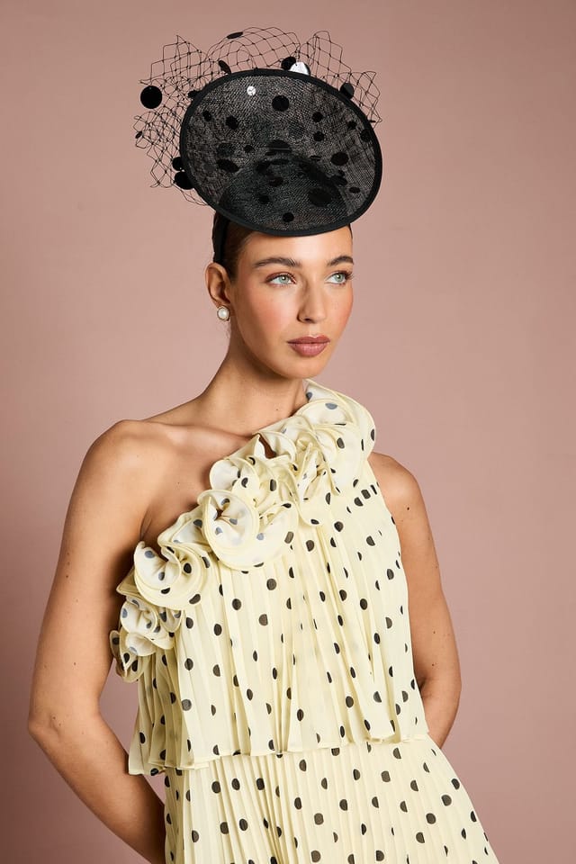Coast Coast Women's Lisa Tan Front Facing Disc Fascinator With Veiling in Black - 2