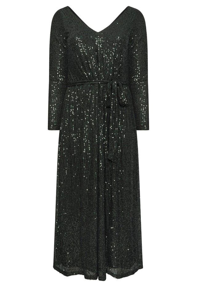 Yours Yours Women's Sequin Maxi Dress in Green - 2