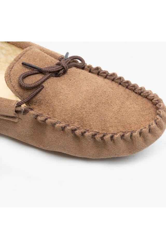 Mokkers Mokkers Men's Jake Suede Moccasin Slippers in Taupe - 2
