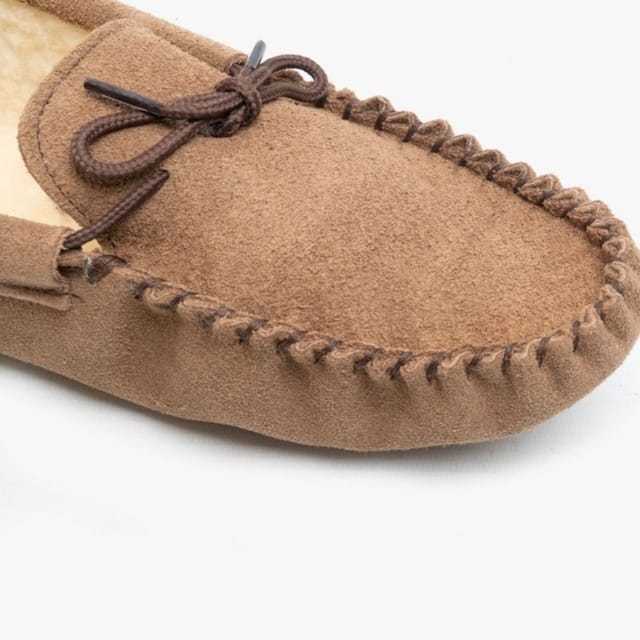 Mokkers Mokkers Men's Jake Suede Moccasin Slippers in Taupe - 3