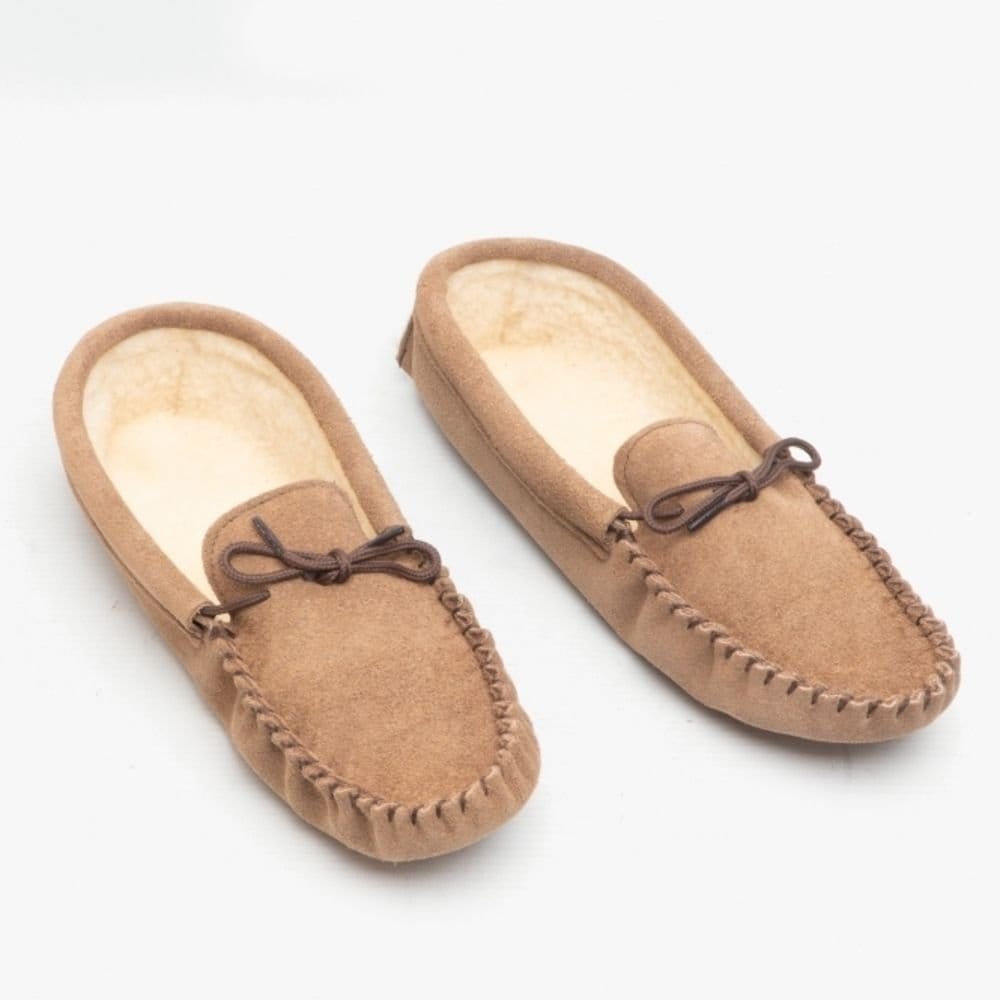 Mokkers Mokkers Men's Jake Suede Moccasin Slippers in Taupe - 4