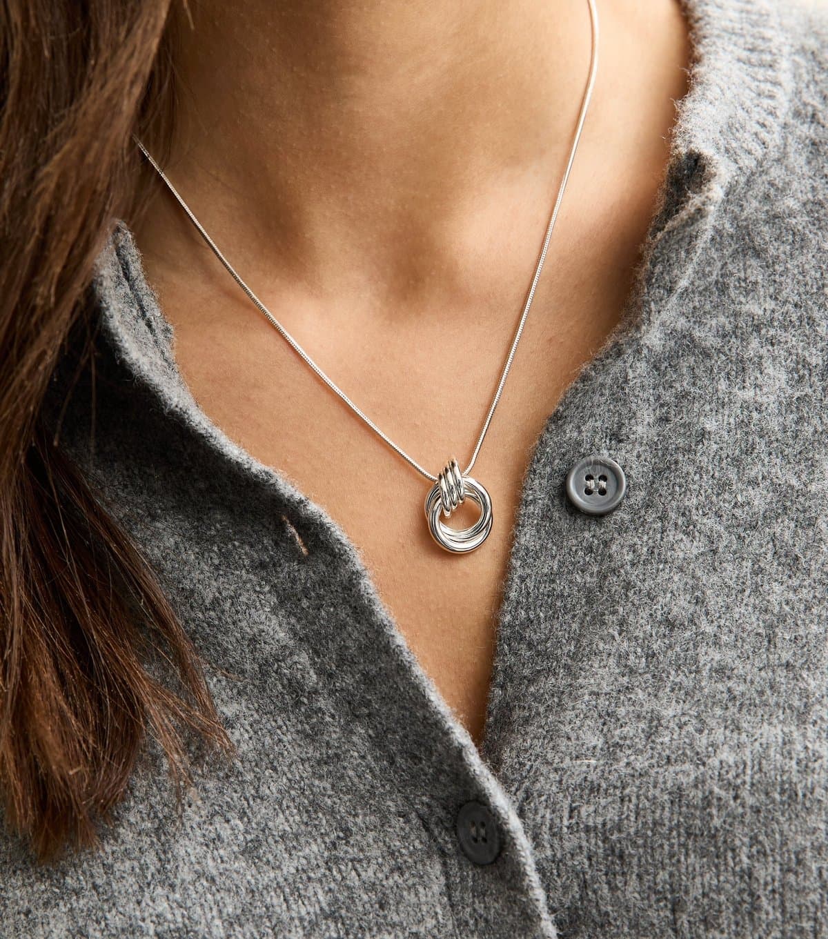 New Look Silver Tone Doorknocker Pendant Necklace New Look