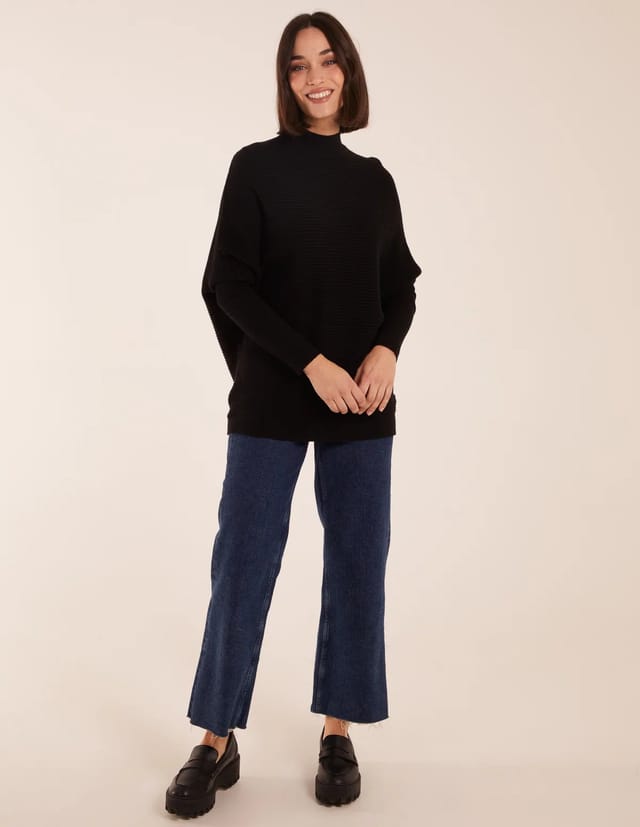 Blue Vanilla Ribbed Batwing Jumper - 2
