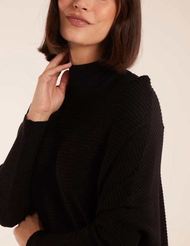 Blue Vanilla Ribbed Batwing Jumper - 3
