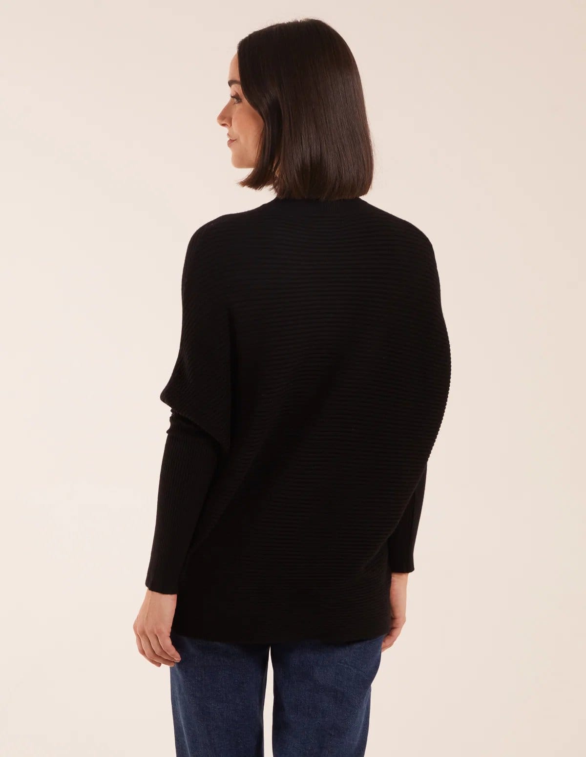 Blue Vanilla Ribbed Batwing Jumper - 4