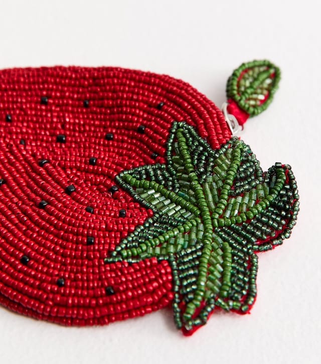 New Look Red Beaded Strawberry Purse New Look - 2