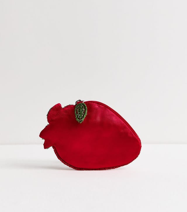 New Look Red Beaded Strawberry Purse New Look - 3