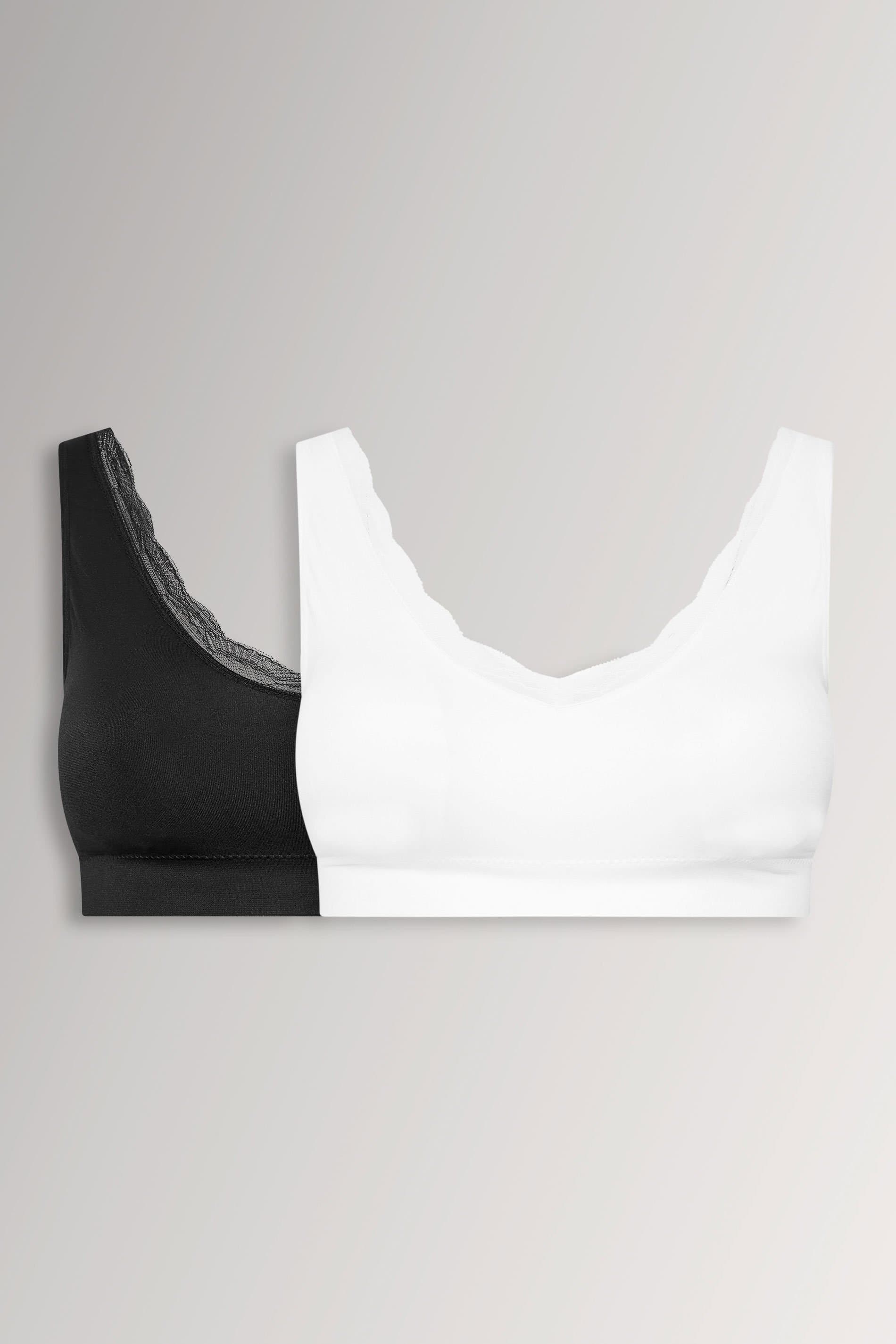 Yours 2 Pack Plus Size Black & White Lace Trim Seamless Bralette