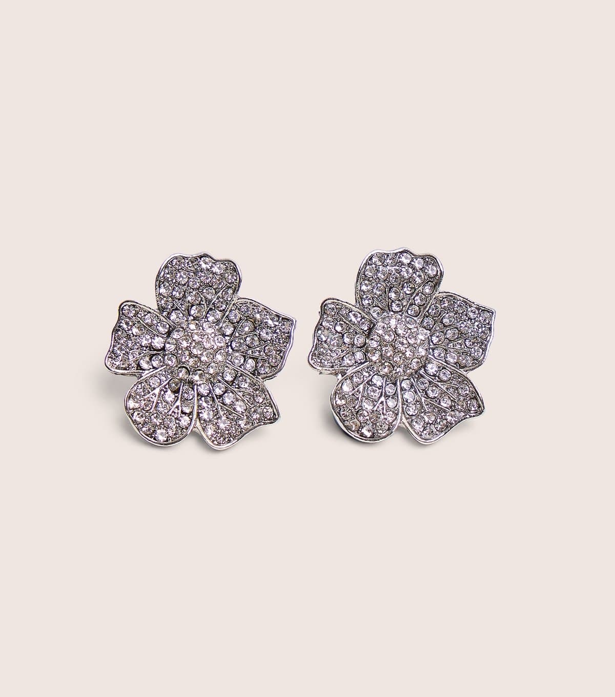Public Desire Public Desire Silver Tone Diamante Floral Stud Earrings