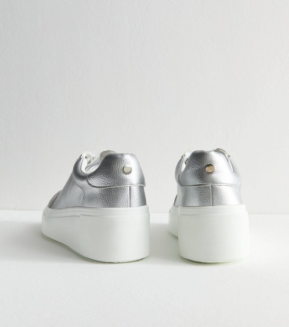 New Look Women's Silver Faux Leather Wedge Trainers New Look - 4