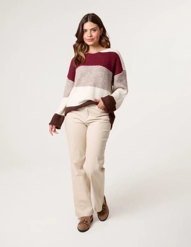 Blue Vanilla Colourful Stripped V Neck Jumper - 2