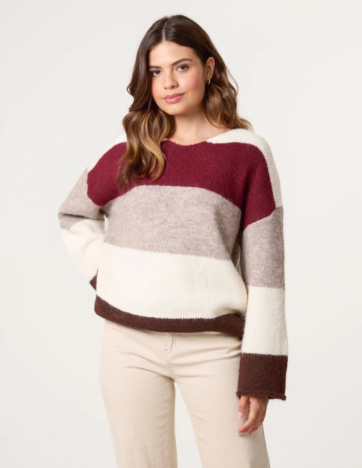 Blue Vanilla Colourful Stripped V Neck Jumper - 4