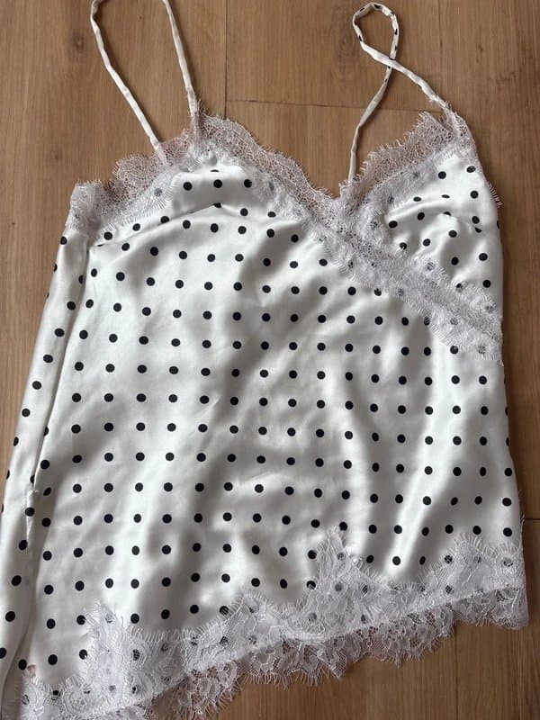 Bershka polka dot silk top