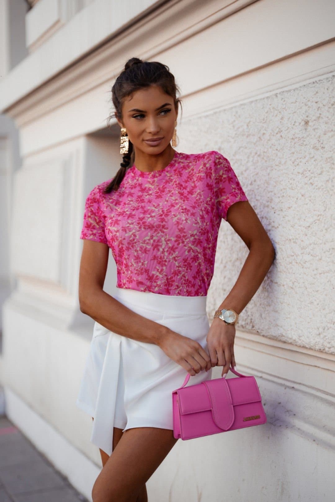 Love Lace Love Lace Women's Colorful Printed Tulle Short Sleeve Blouse Style 212642
