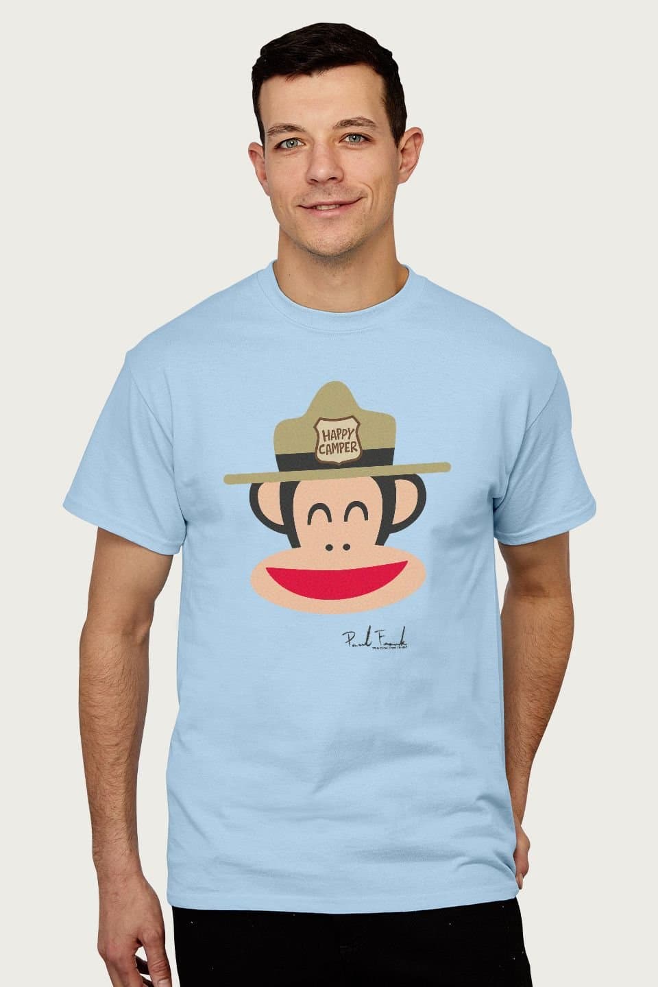 Paul Frank Paul Frank Men's Julius The Monkey Happy Camper Park Ranger Hat T-Shirt in Light Blue