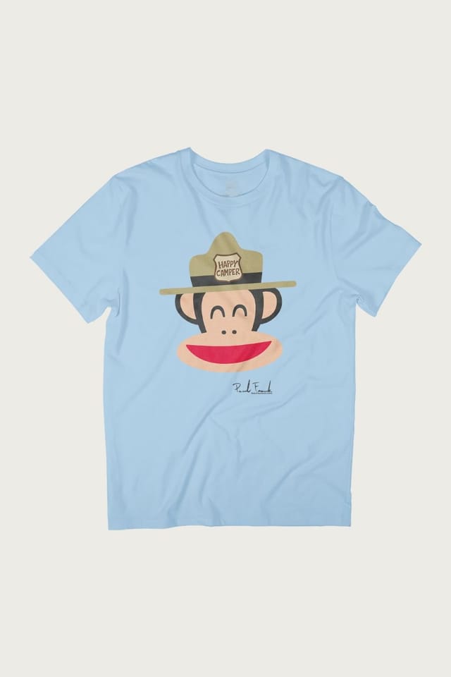Paul Frank Paul Frank Men's Julius The Monkey Happy Camper Park Ranger Hat T-Shirt in Light Blue - 2