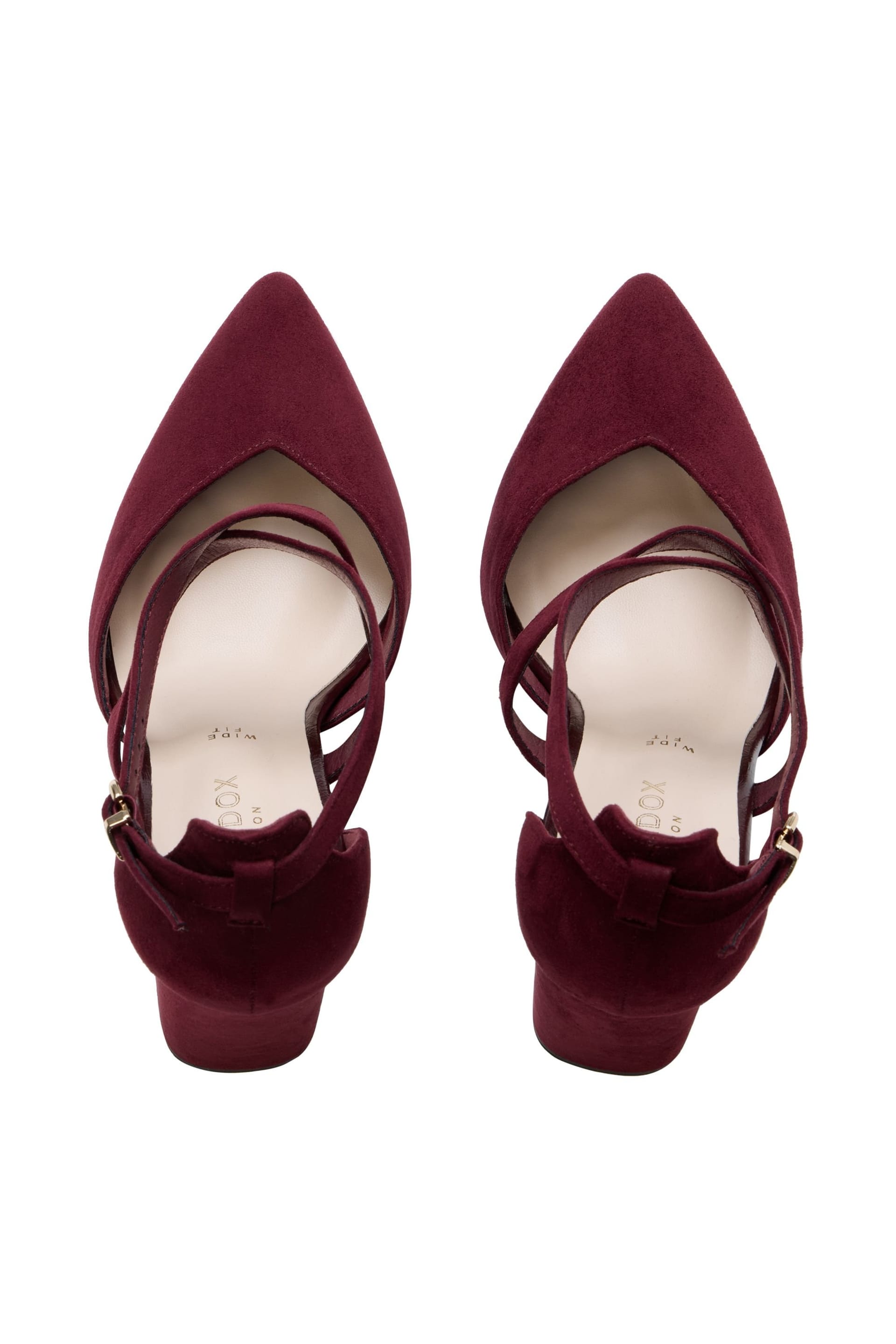 Paradox London Paradox London Women's Gwendolyn' Wide Fit Block Heel Open Court Shoes in Burgundy - 4