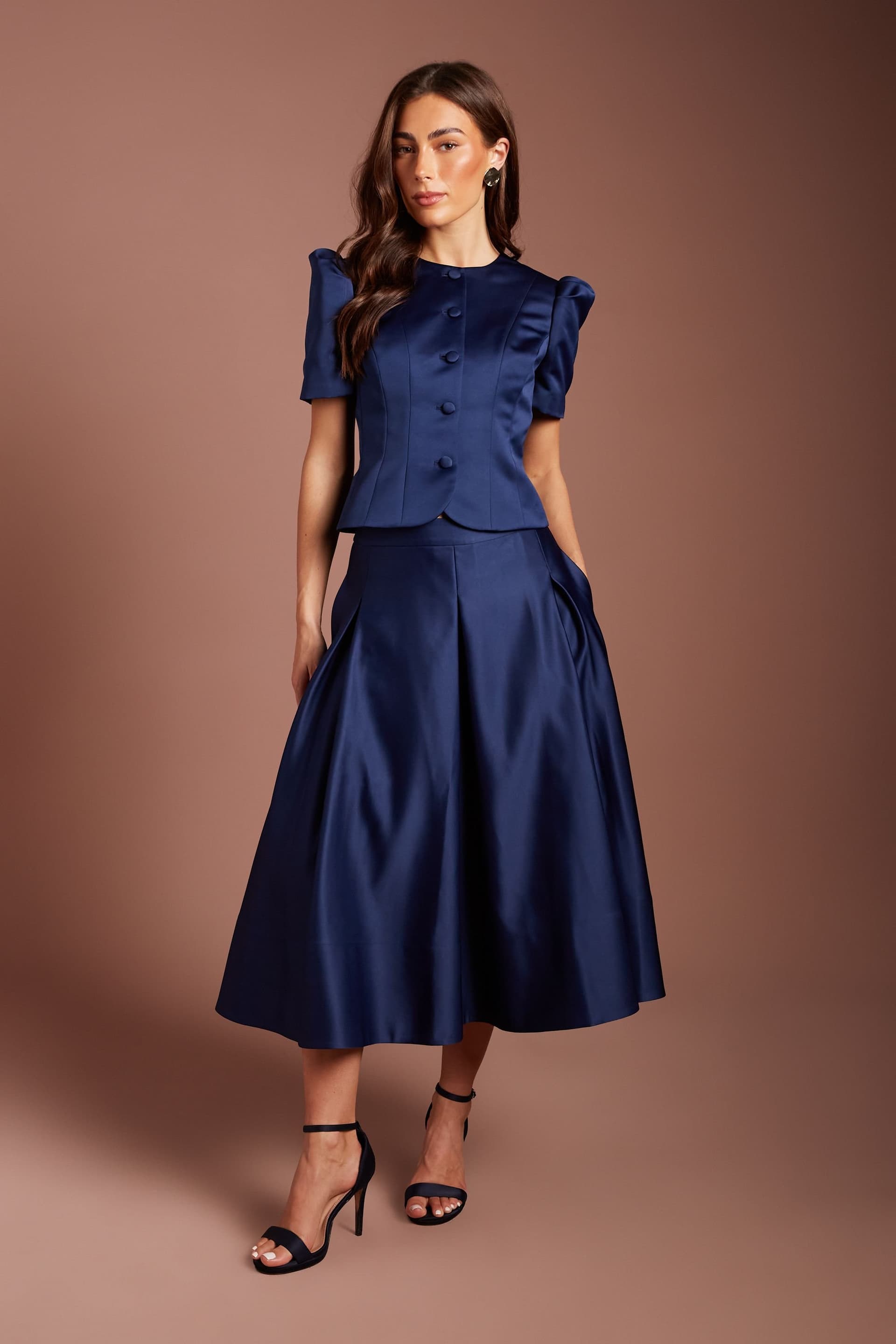 Coast Coast Women's Short Sleeve Button Through Fitted Jacket in Navy
