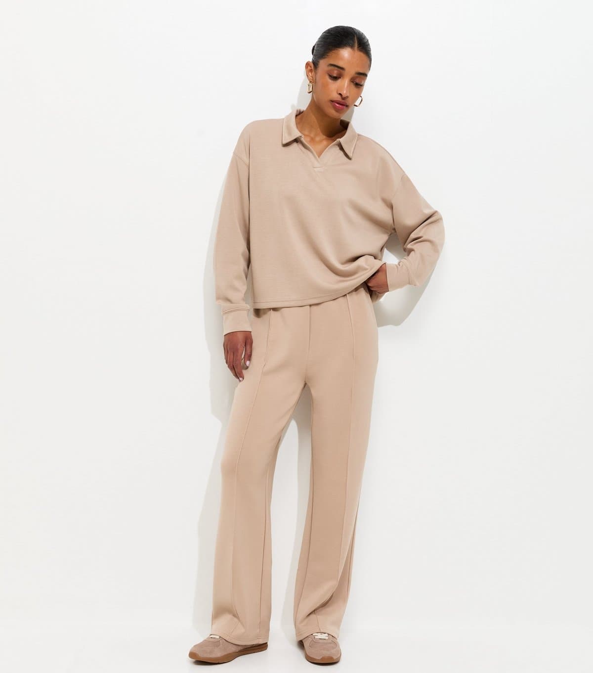 New Look Women's Premium Mink Jersey Wide Leg Joggers New Look