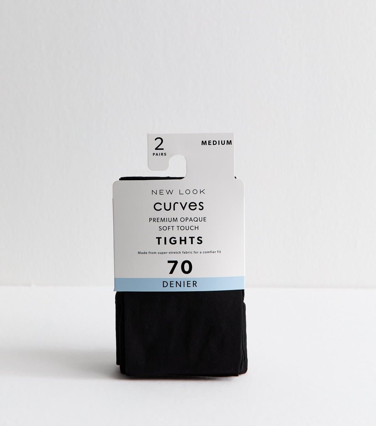 New Look Plus Size Premium 2 Pairs of Black Opaque 70 Denier Soft Touch Tights Curves New Look