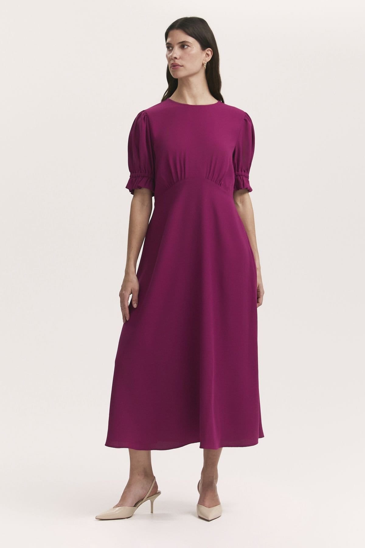 Finery London Finery London Women's Mela Chiffon Midi Tea Dress in Raspberry - 1