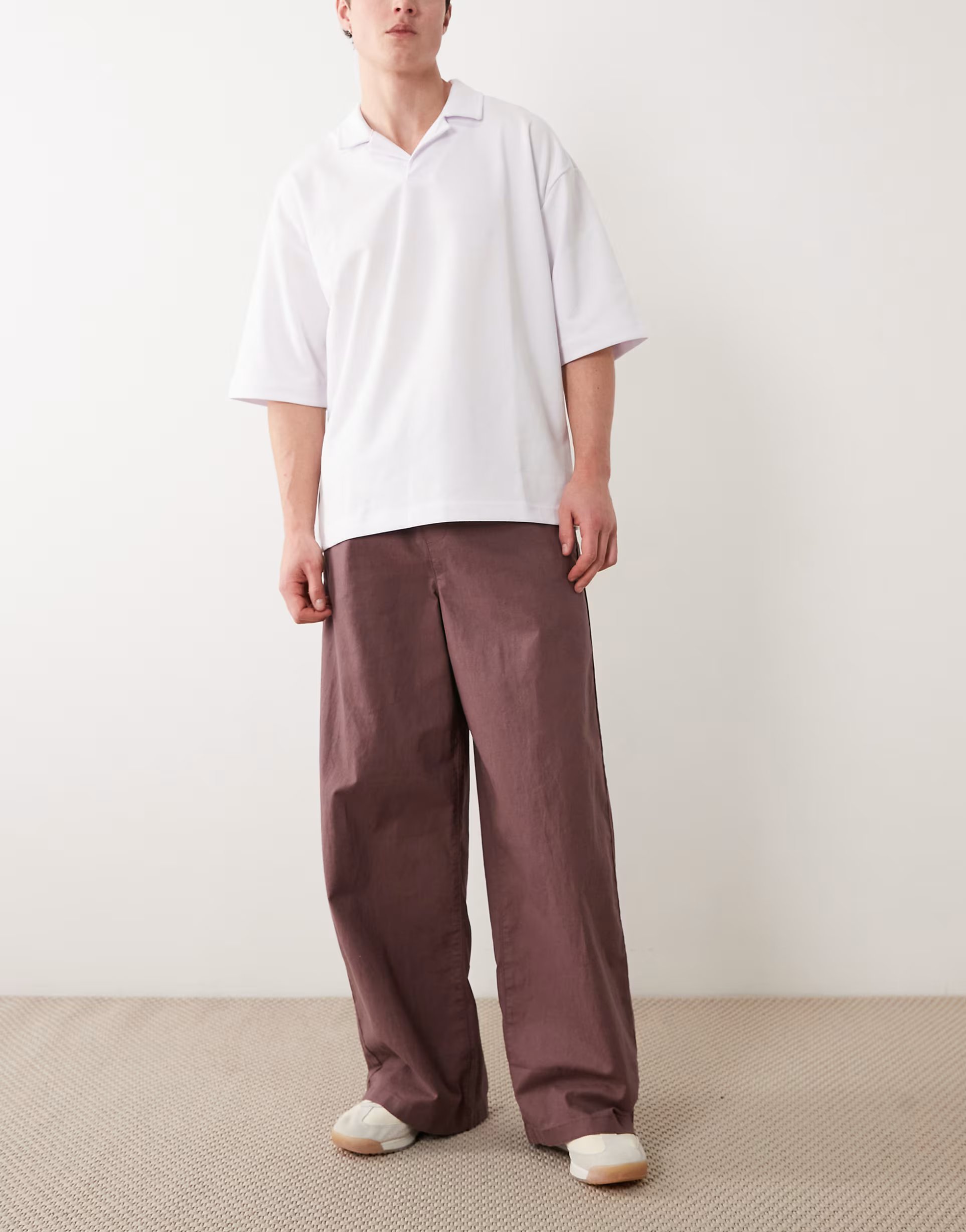 ASOS ASOS DESIGN loose linen blend trousers in brown - 1