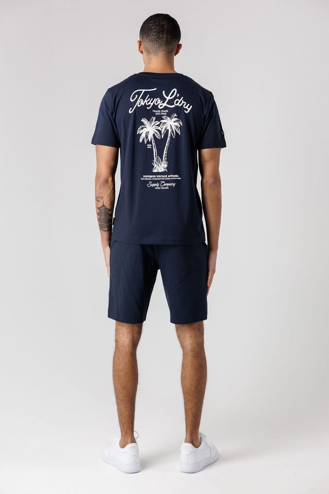 Tokyo Laundry Tokyo Laundry Men's Palm Print T-Shirt & Shorts Lounge Set in Navy - 2