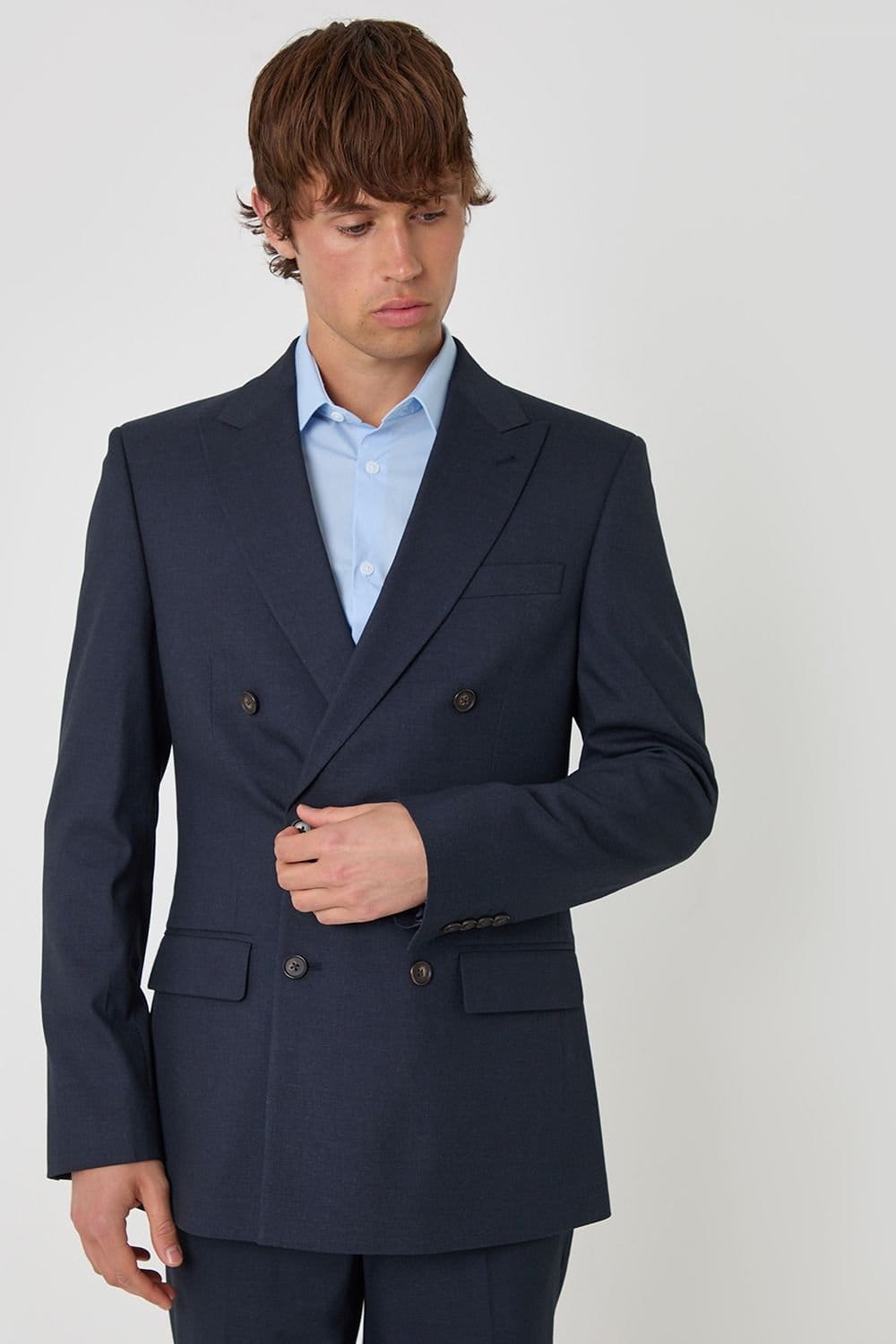 Threadbare Threadbare Men's Regular Fit Double Breasted Blazer in Navy - 1