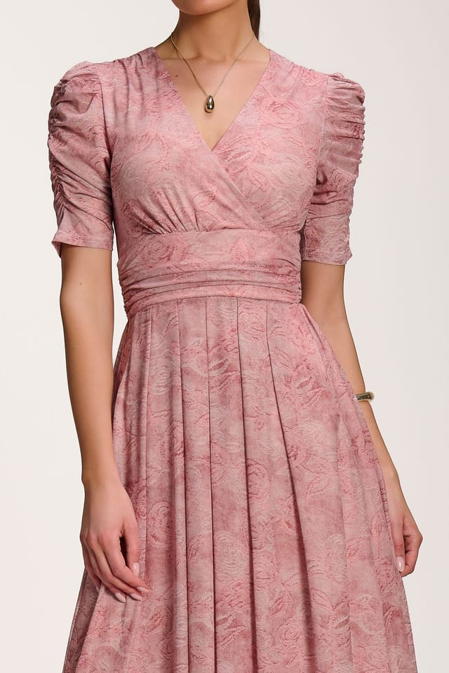 Jolie Moi Jolie Moi Women's Printed Mesh Dip Hem Maxi Dress in Pale Pink - 3