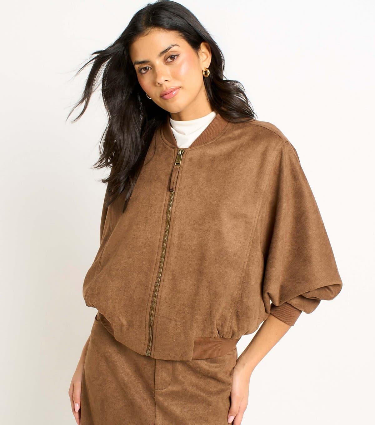 Gini London Women's Brown Puff Ball Jacket Gini London New Look