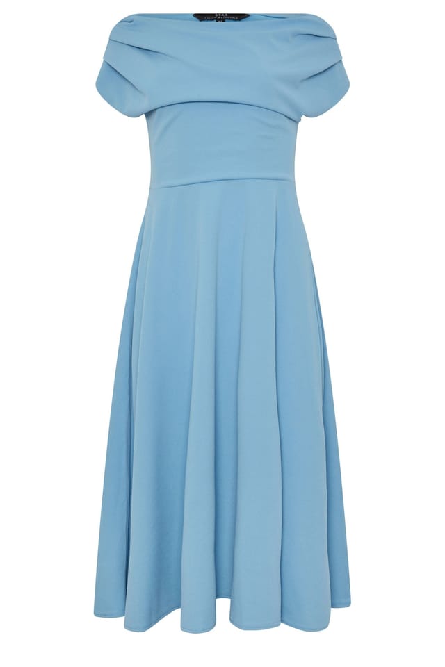 Star by Julien Macdonald Star by Julien Macdonald Women's Off Shoulder Fit & Flare Dress in Baby Blue - 2