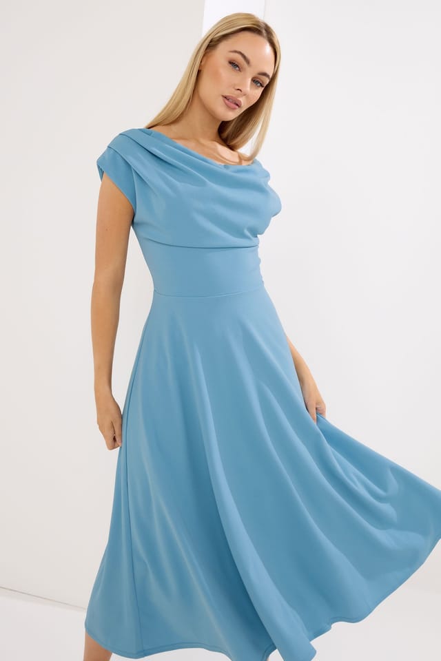 Star by Julien Macdonald Star by Julien Macdonald Women's Off Shoulder Fit & Flare Dress in Baby Blue - 3