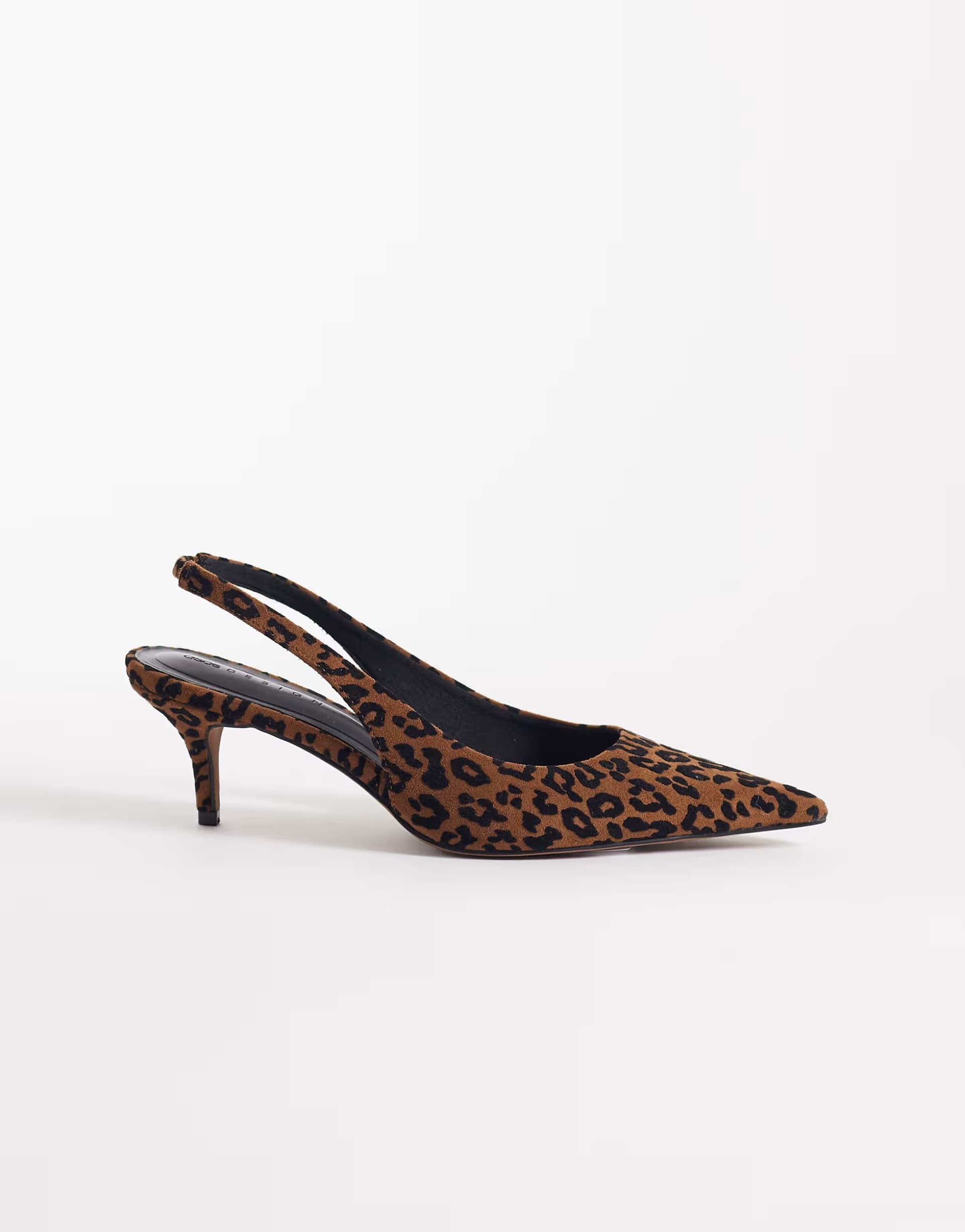 ASOS ASOS DESIGN Shade slingback kitten heels in leopard suedette