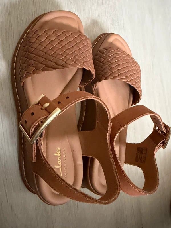 Clarks Clarks Tan platform wedge sandals. Brand new. Size 4.5