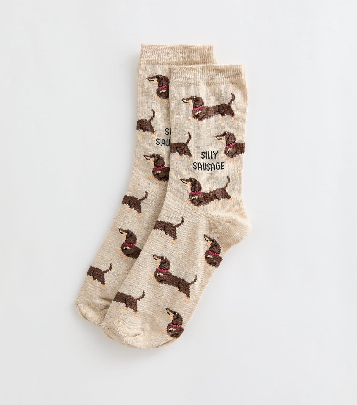 New Look Oatmeal Cotton Rich Silly Sausage Socks New Look