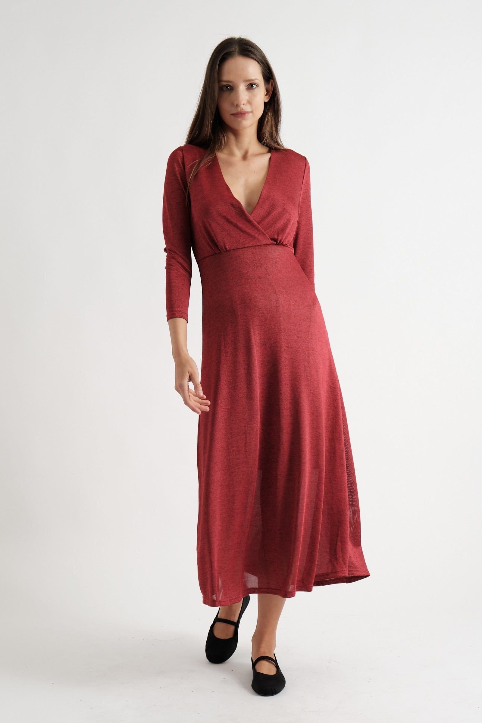 Louche Louche Women's Sona Marl Faux Wrap Midi Dress in Red - 4