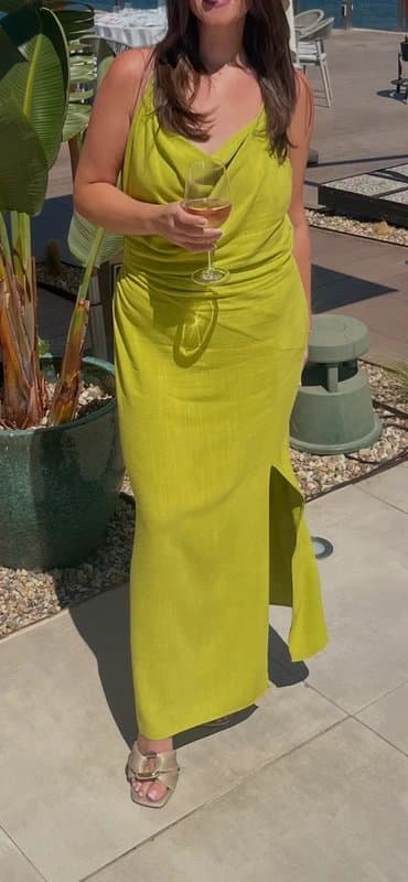 ASOS Design ASOS design linen twist shoulder in pale green size 12