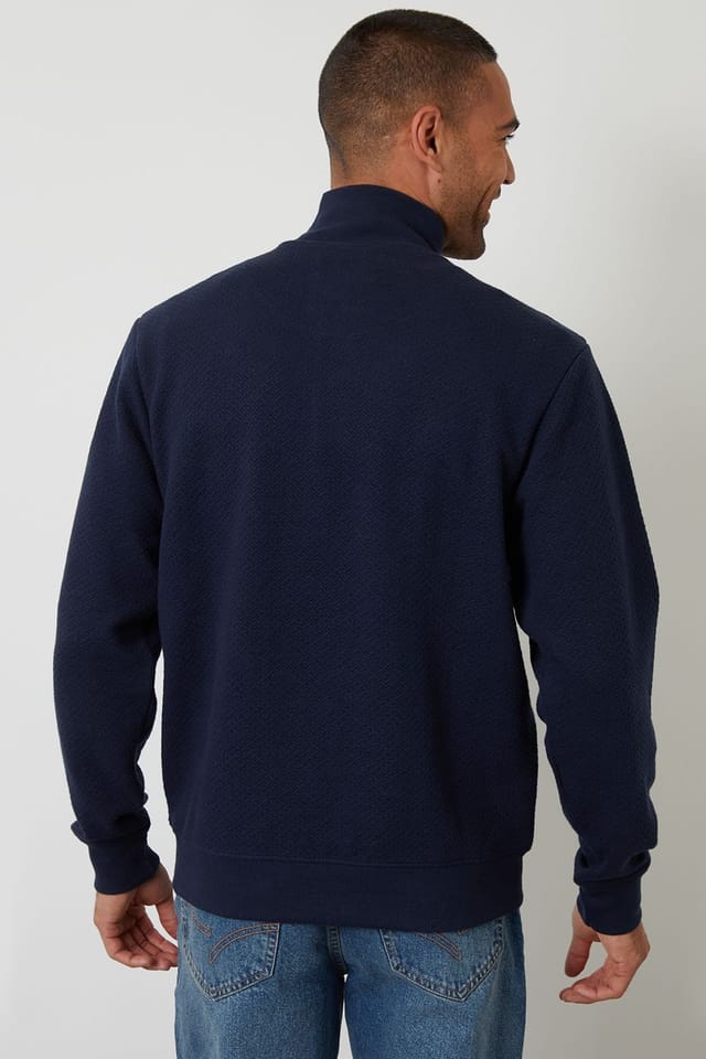Threadbare Threadbare Men's Textured Quarter Zip Sweatshirt in Navy - 2
