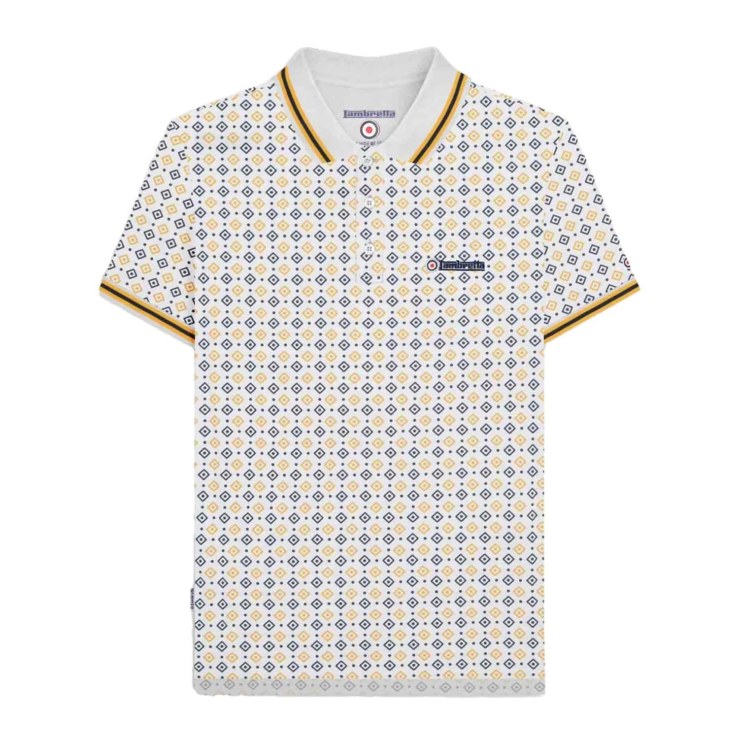Lambretta Lambretta Men's Geometric Polo Shirt in White