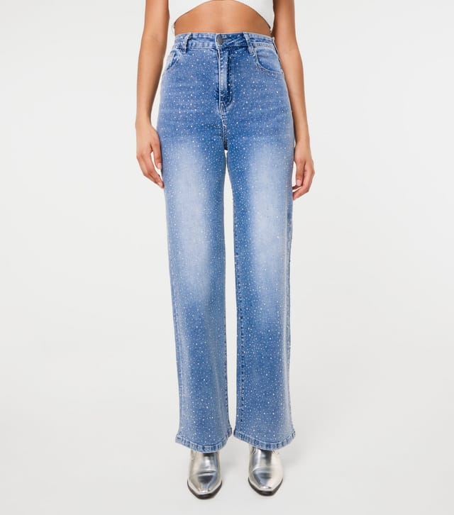 Pink Vanilla Women's Light Blue Diamante Jeans Pink Vanilla New Look - 2
