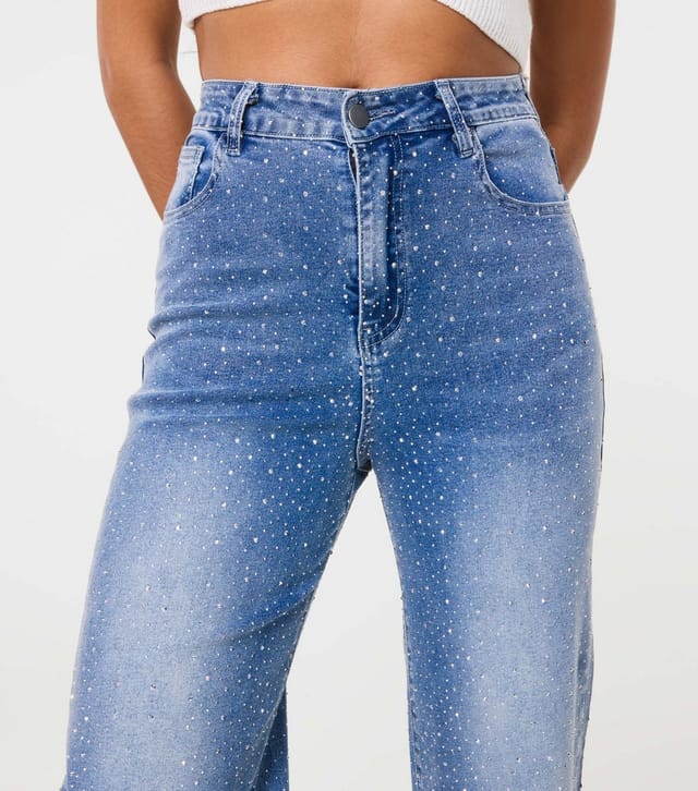 Pink Vanilla Women's Light Blue Diamante Jeans Pink Vanilla New Look - 3