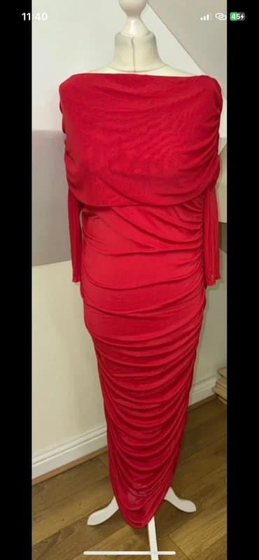Never Fully Dressed Never Fully Dressed ruched midaxi dress in red size 28