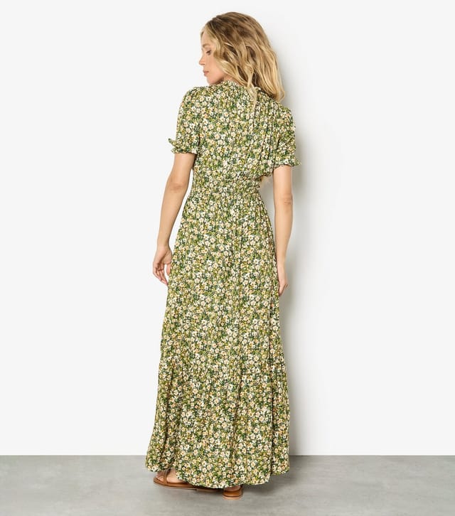 Apricot Women's Khaki Floral Print V-Neck Maxi Dress Apricot New Look - 3